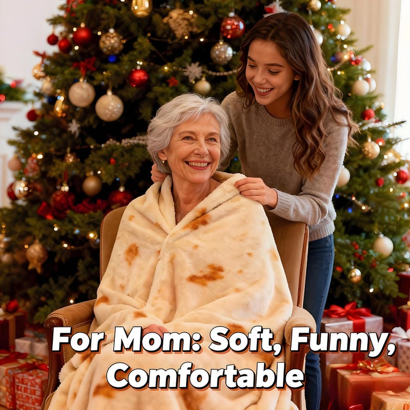 LetsFunny 80in Burrito Tortilla Blanket for Adults White Elephant Gifts, Double Sided Giant Funny Realistic Food Blanket, Soft Flannel Round Throw Blanket, Christmas Cool Stuff for Teen Boys Girl Kids - Image 2
